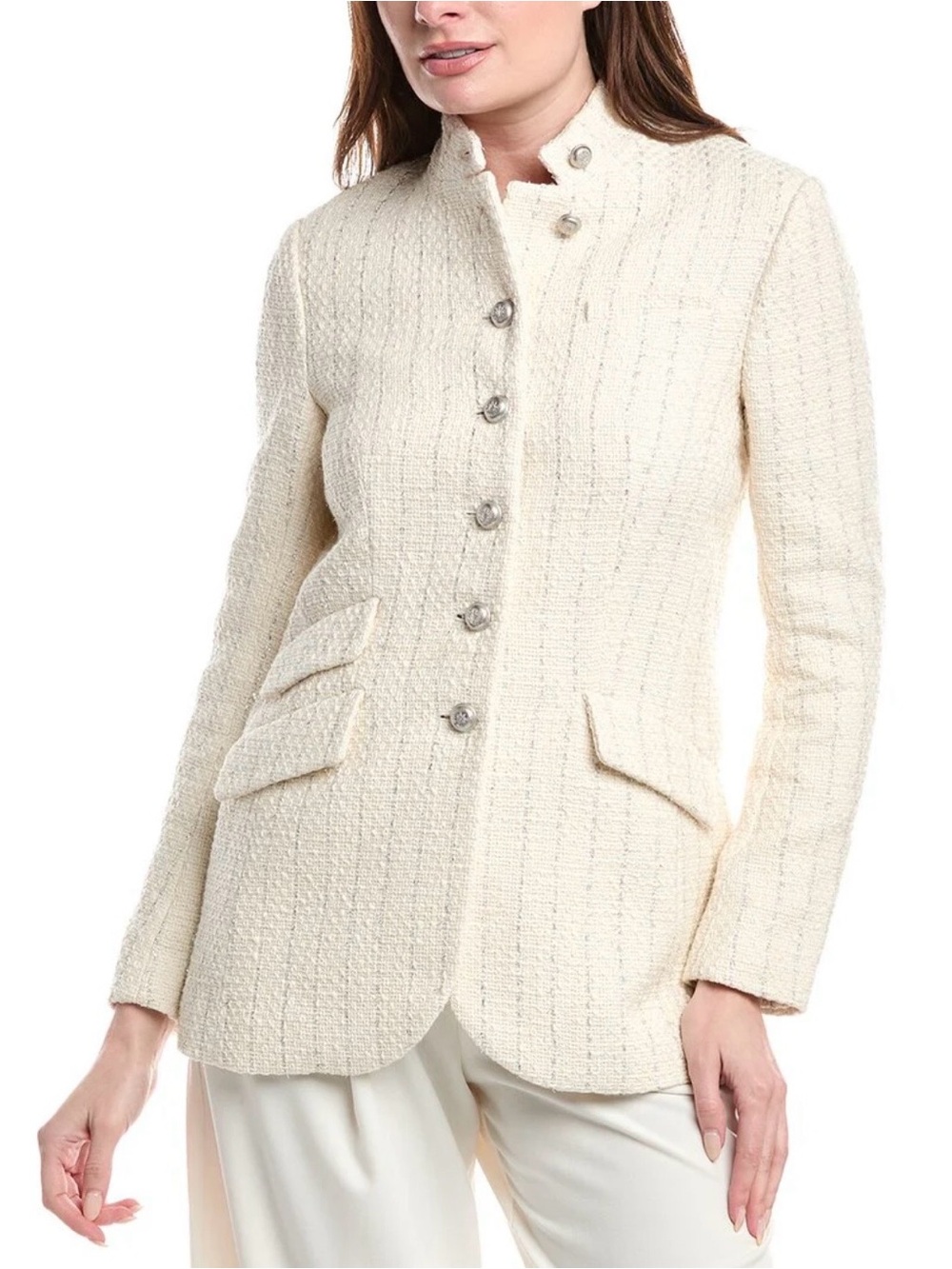 Rag & Bone cream tweed blazer with sparkle stripes